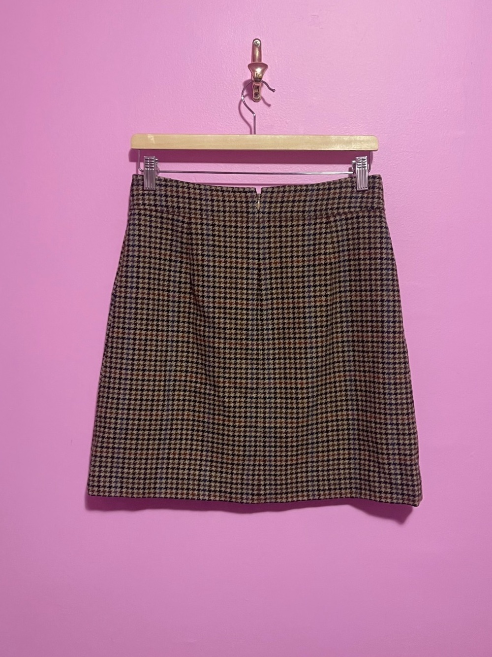 J. Crew Wool Blend Houndstooth Mini Skirt A-Line Camel Multi Women’s 6 US - Picture 7 of 12